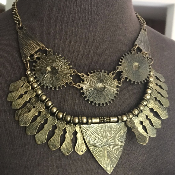 Brass Tone Aztec Necklace - Picture 4 of 5